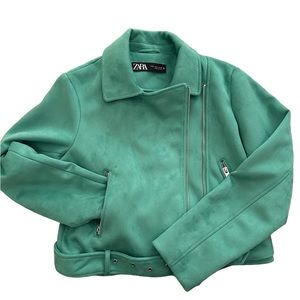 Zara woman’s suede jacket. Green S